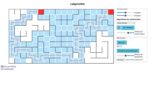Online interface to generate and solve mazes, allowing multiple algorithms to be used